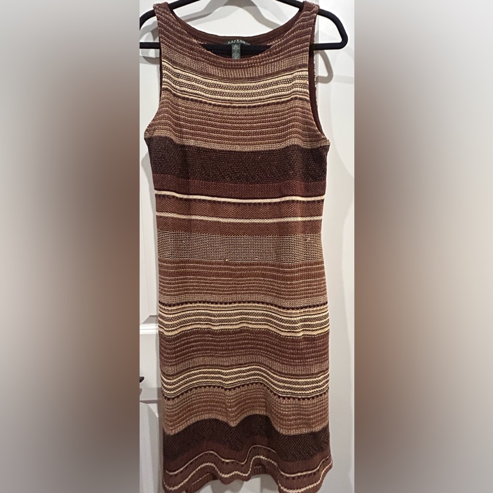 Ralph Lauren Striped Brown Sleeveless Dress
